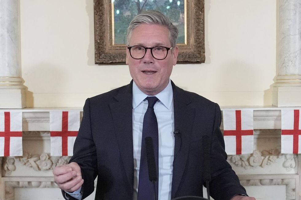 Sir Keir Starmer during his speech to mark St George's Day