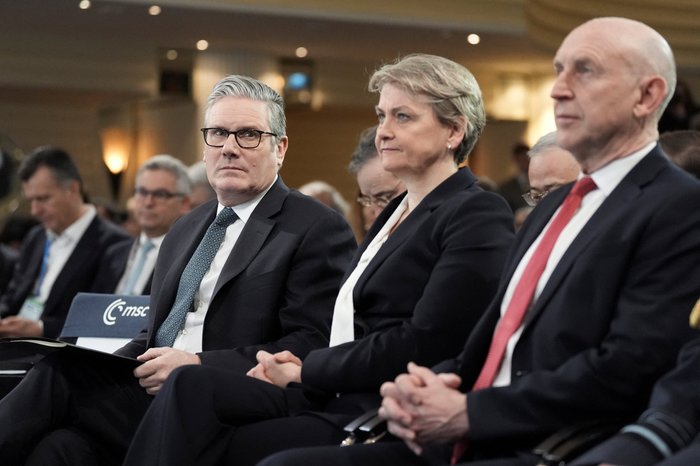 Sir Keir Starmer, Foreign Secretary Yvette Cooper and Defence Secretary John Healey at the Munich Security Conference