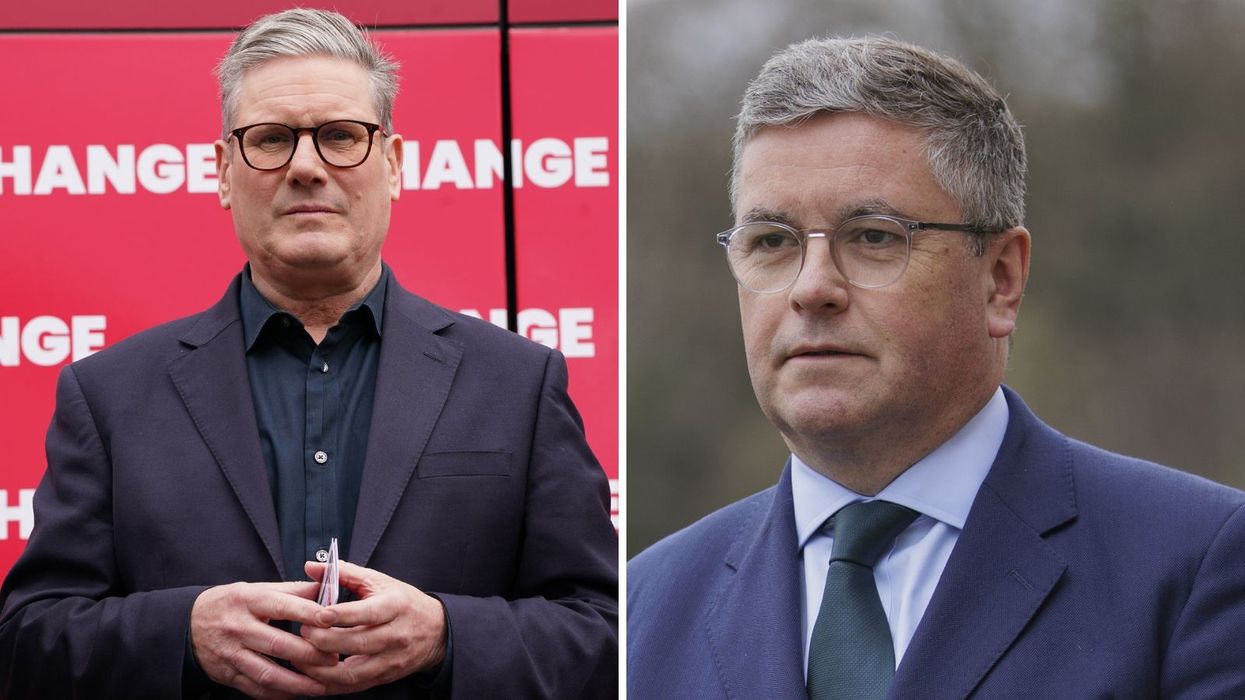 Sir Keir Starmer in campaign pictures (left) and Sir Robert Buckland (right)
