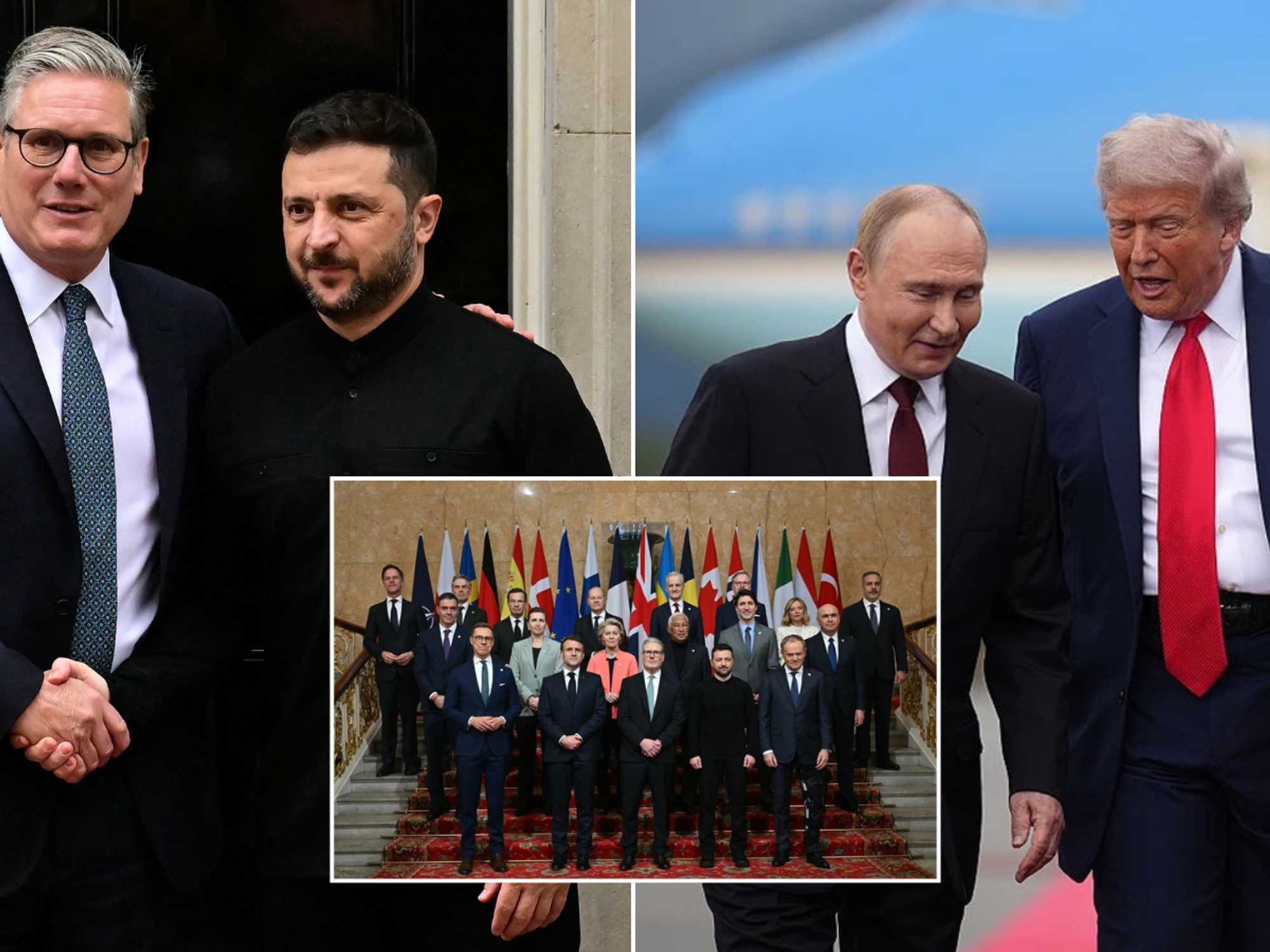 Sir Keir Starmer, Volodymyr Zelensky, Donald Trump and Vladimir Putin