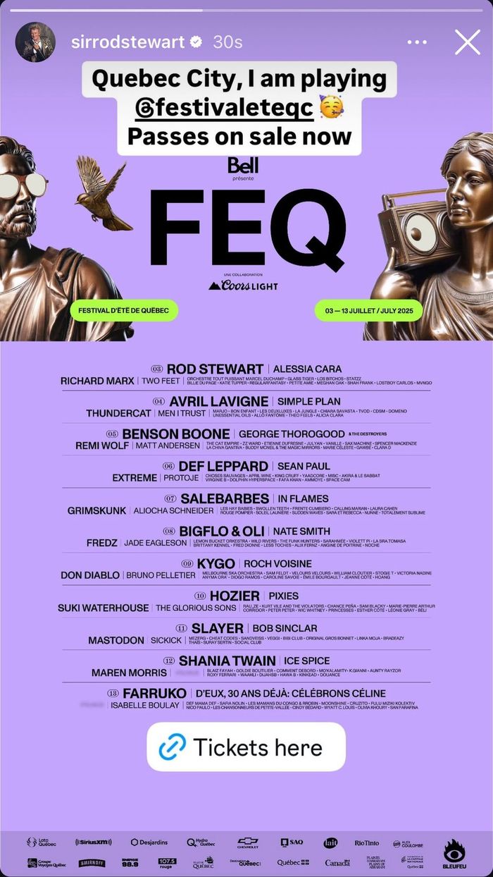 Sir Rod Stewart Instagram story