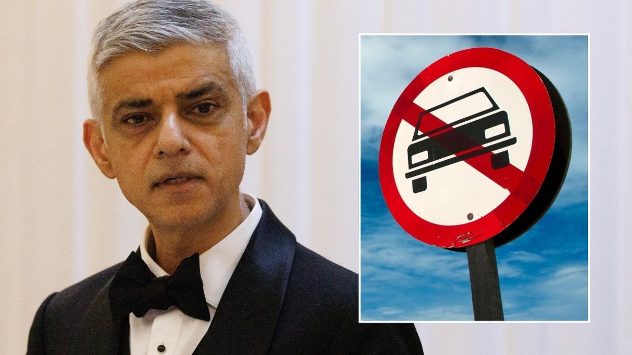 Sir Sadiq Khan and a car ban sign