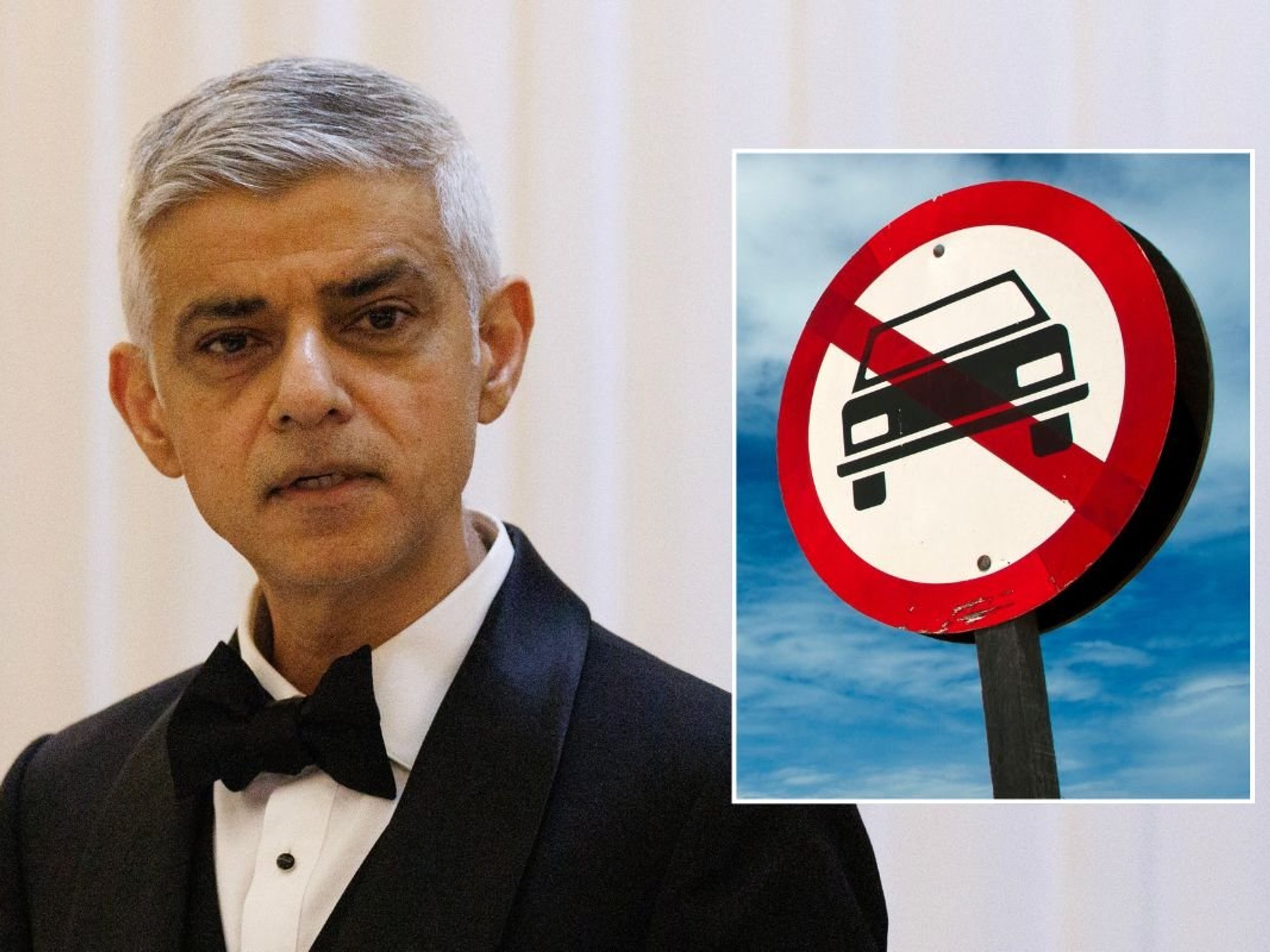 Sir Sadiq Khan and a car ban sign