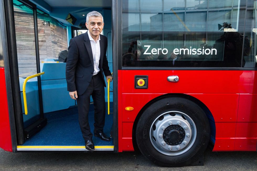 Sir Sadiq Khan on a zero emission bus