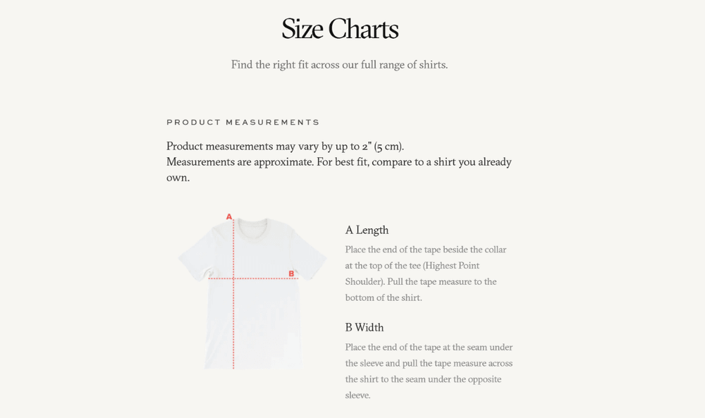 Size Charts