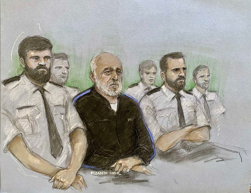 Sketch of Piran Ditta Khan in court