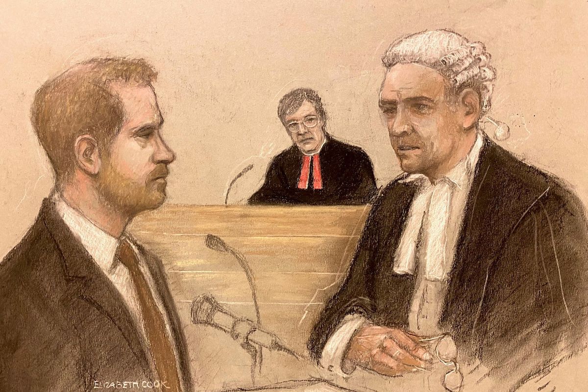 Sketch of Prince Harry in court