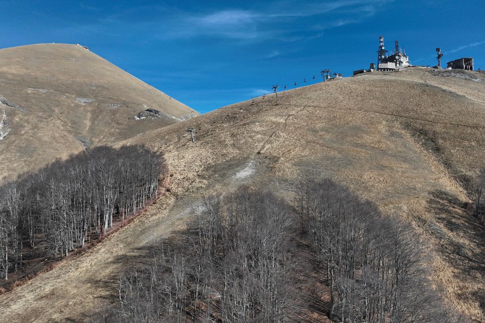 Ski runs in Terminillo without any snow