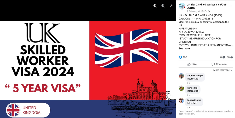 Skilled worker visa advert