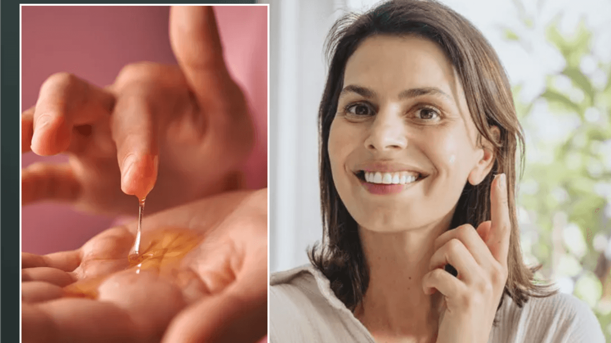 Skin care in woman's hands / woman applying moisturiser