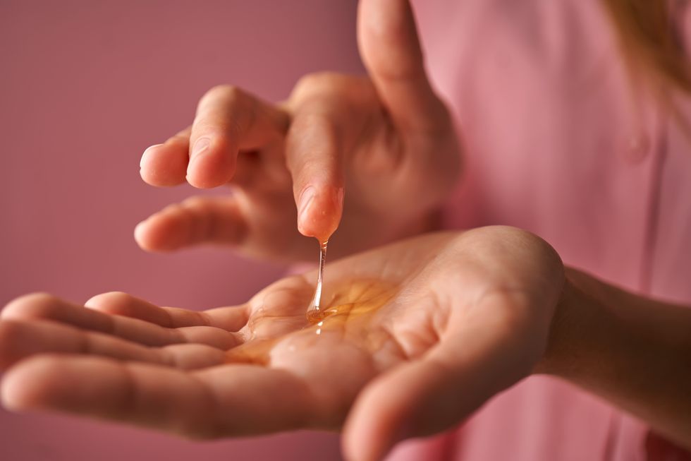 Skin care in woman's hands