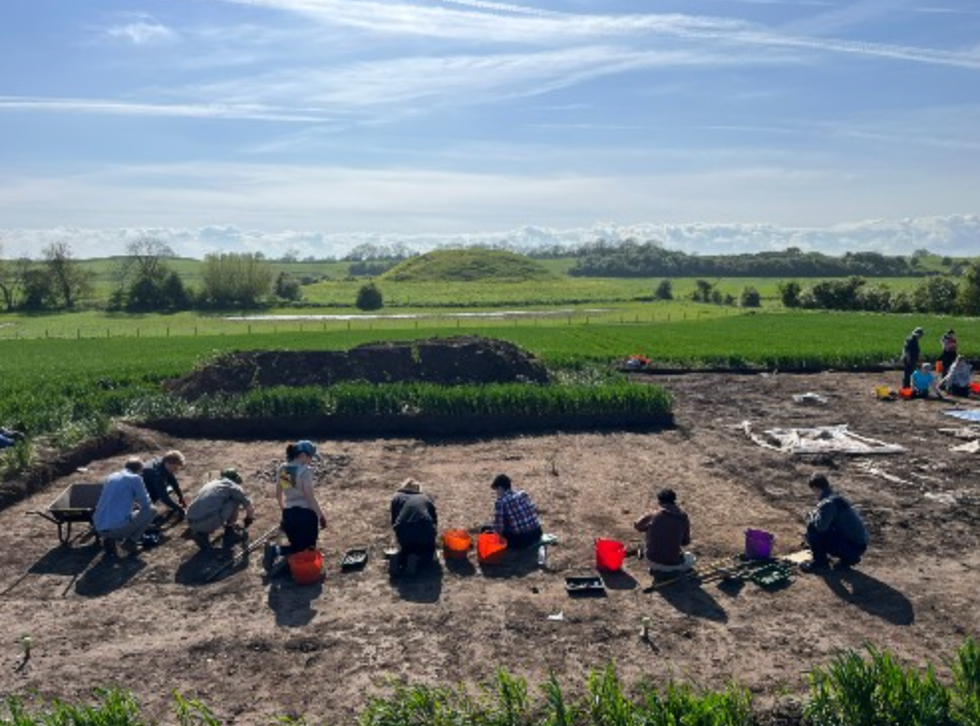 Skipsea Castle in East Riding of Yorkshire excavating