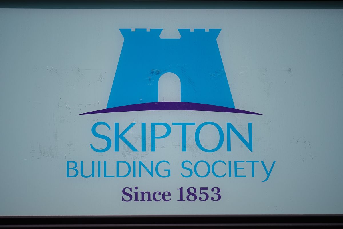 Skipton Building Society sign at branch