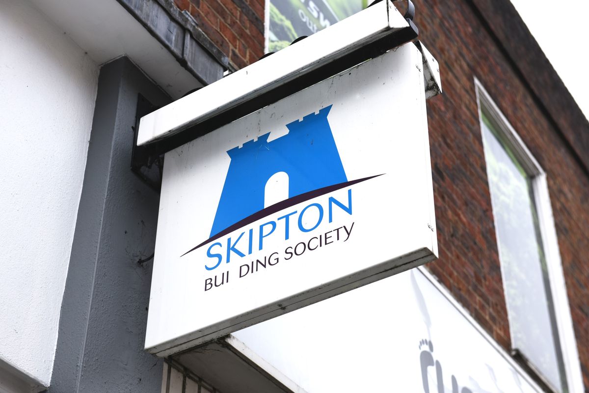 Skipton Building Society sign outside branch