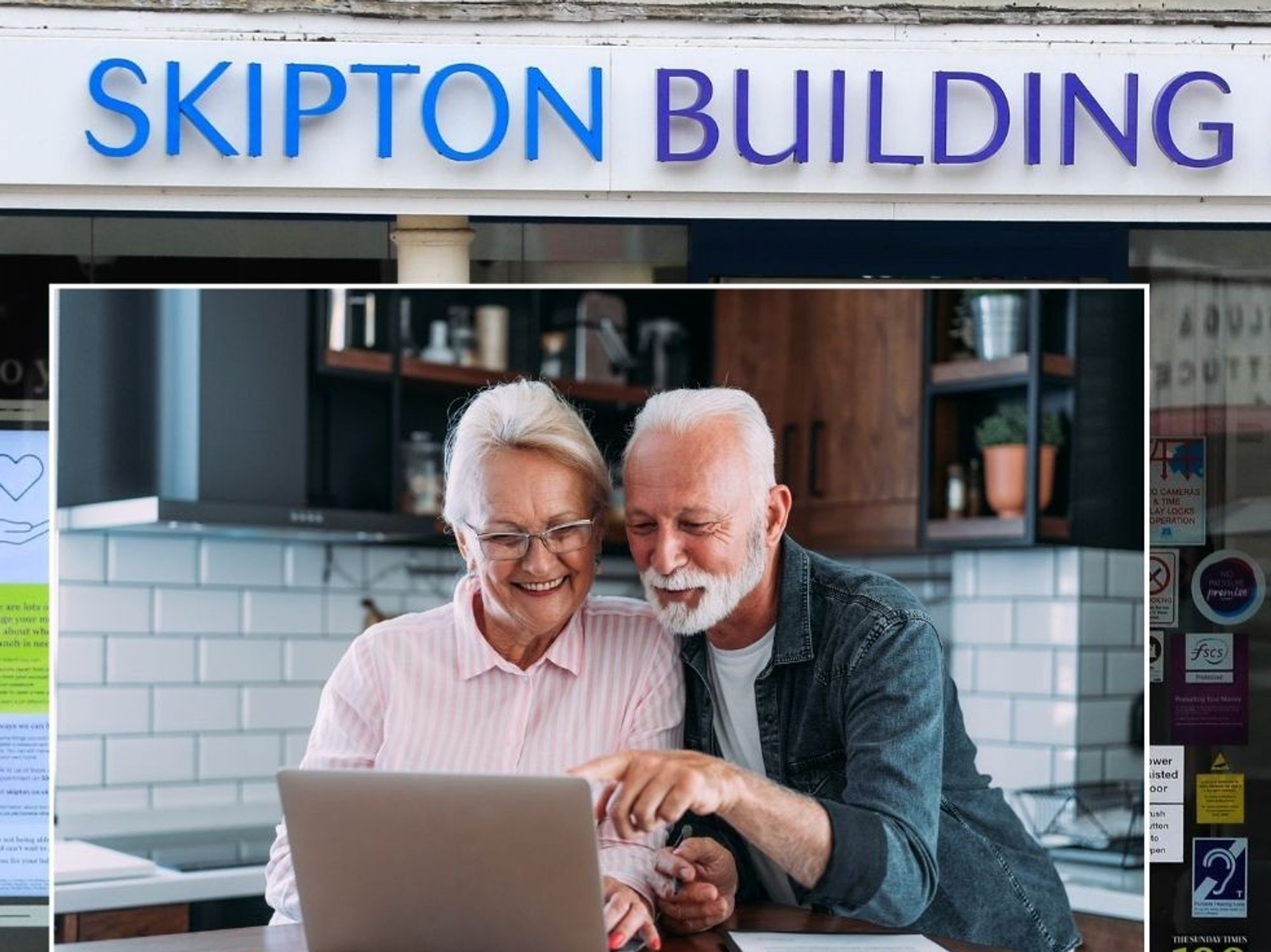 Skipton Shop with pensioners at laptop