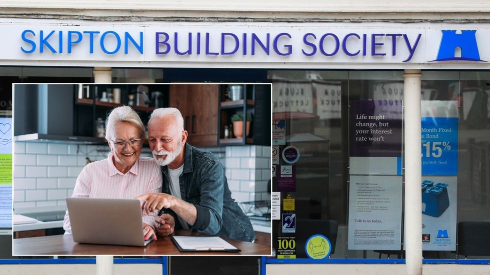 Skipton Shop with pensioners at laptop