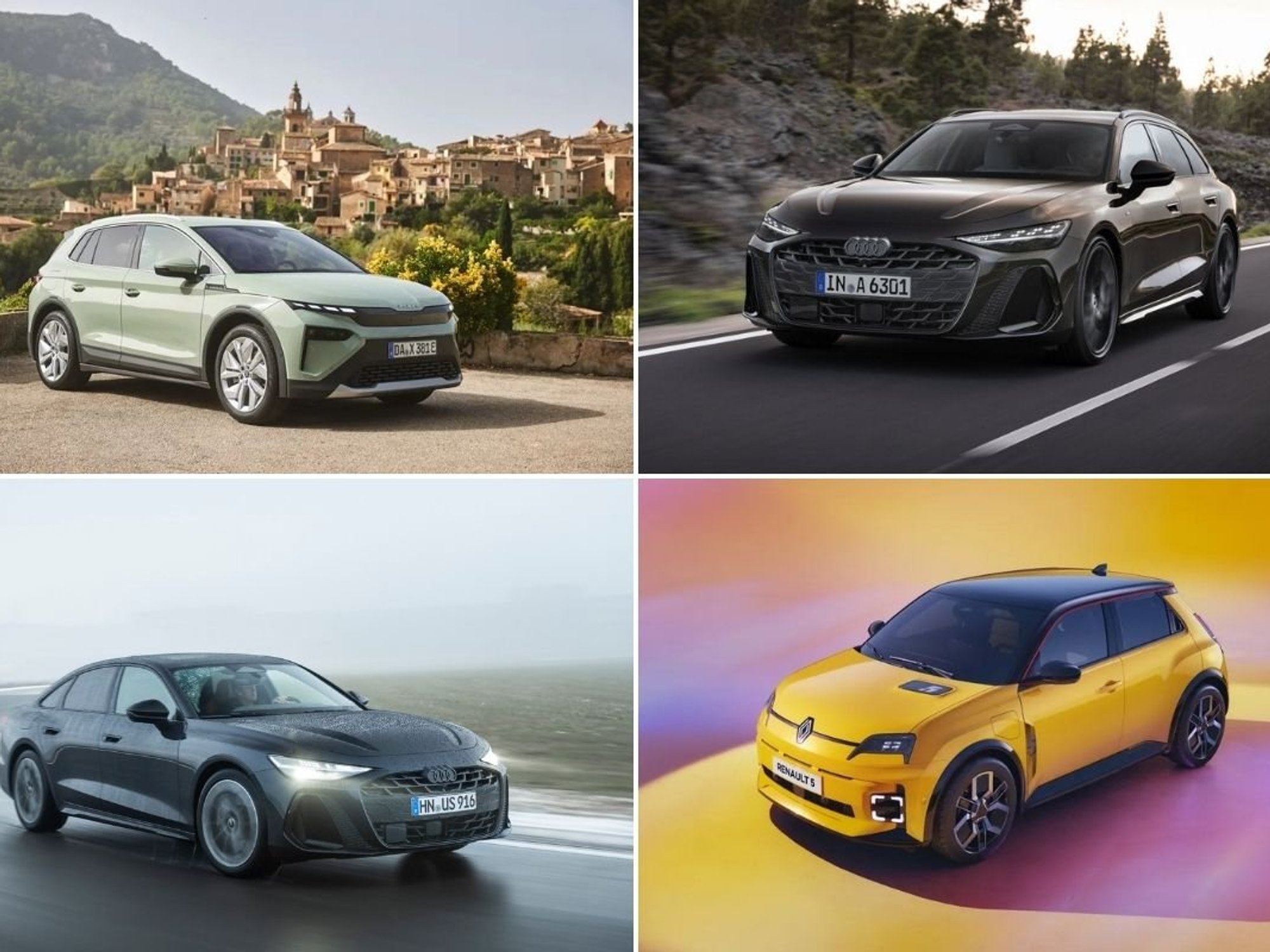 Skoda Elroq, Audi A6 Avant, Renault 5, Audi A6