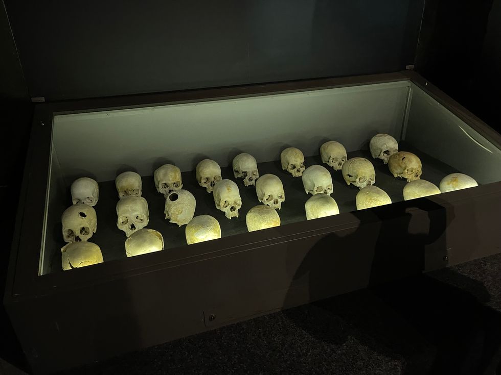 Skulls on display in Rwanda's genocide memorial museum