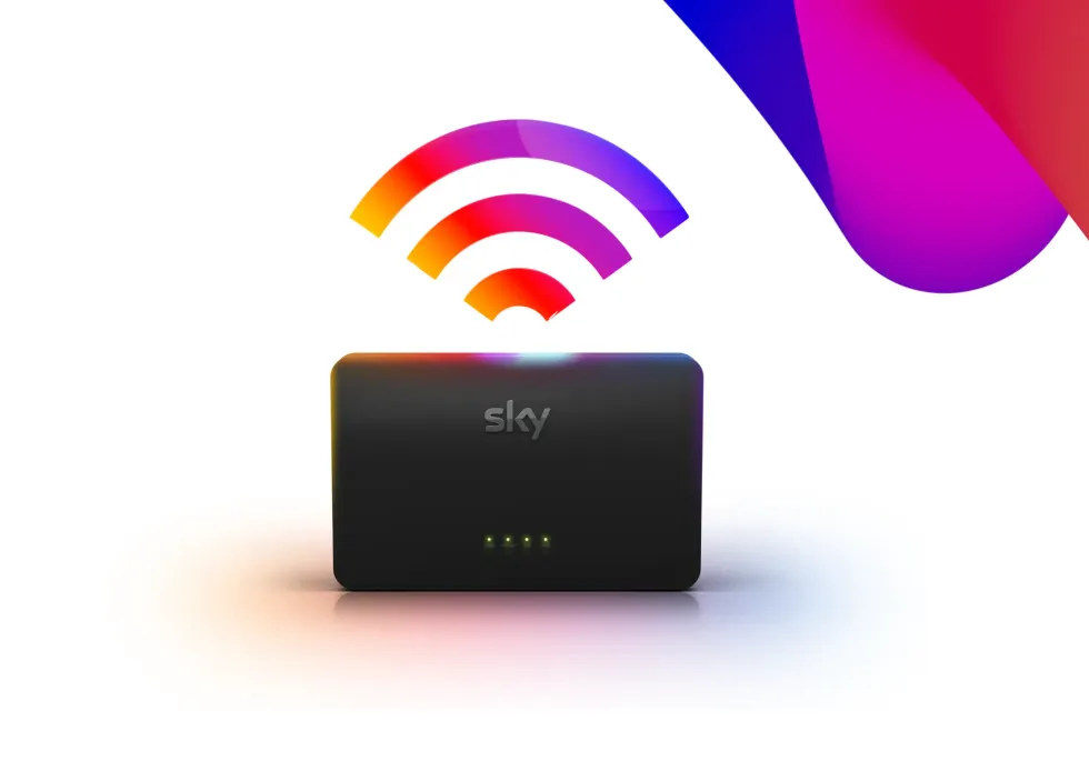 Sky Broadband Wi-Fi Router With Colourful Background