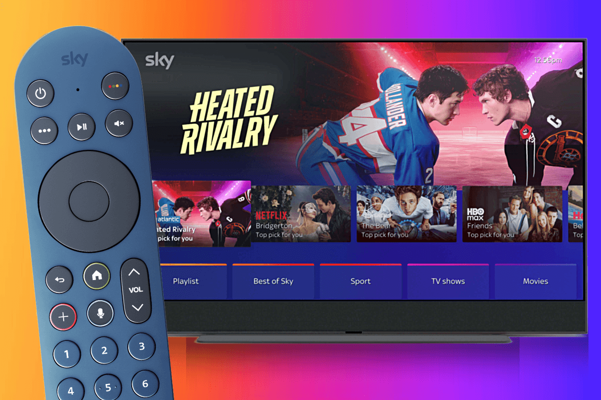 Sky Glass Gen 2 pictured with recommendations from across Disney Plus, Netflix, and HBO Max