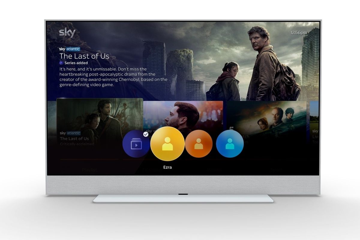 sky glass tv showing the menu to set-up individual profiles for everyone in the household