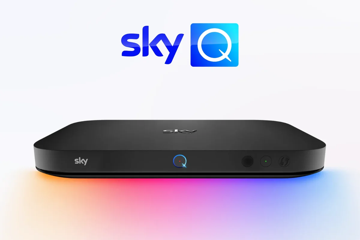 sky q set-top box pictured on a white background