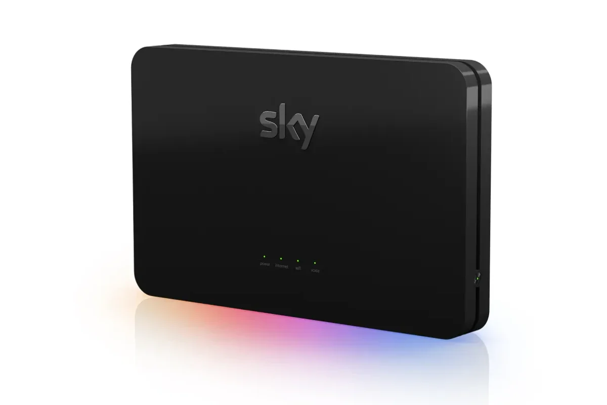 sky wi-fi router pictured on a white background
