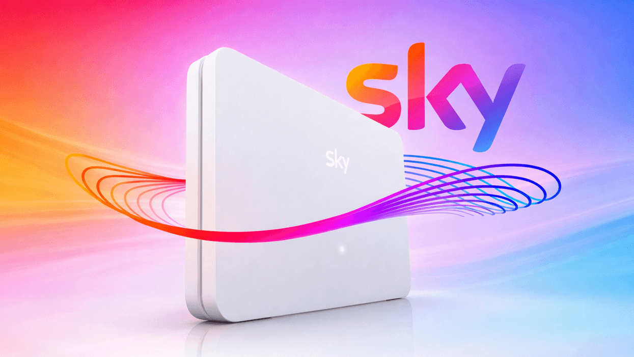 Sky Wi-Fi router with brand logo in the background