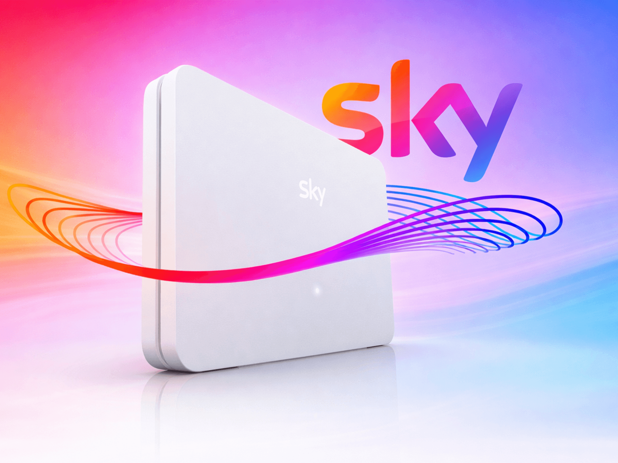 Sky Wi-Fi router with brand logo in the background