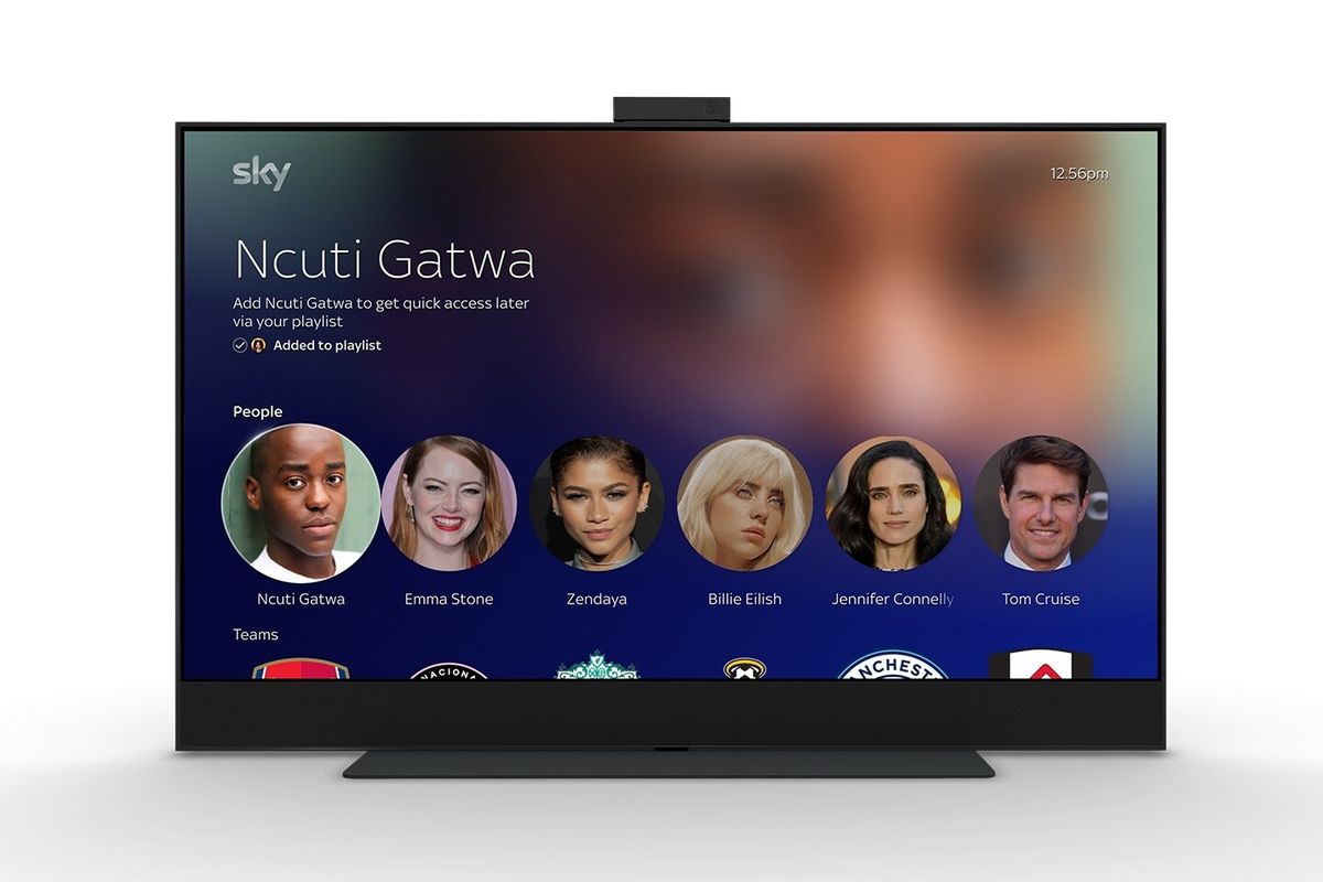 SkyOS menu with cast and crew feature on-screen