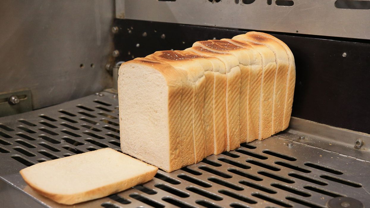 Slices of bread leaving the oven