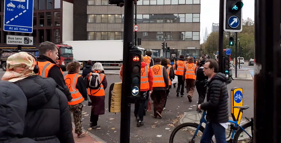 Slow marchers walking