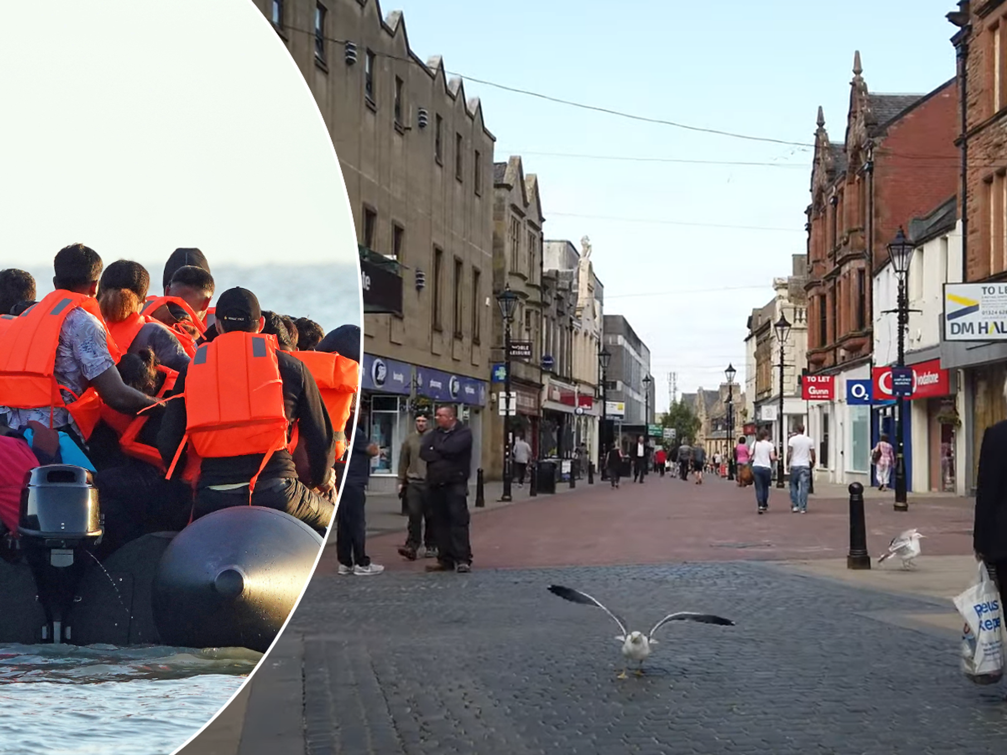 Small boat migrants/Falkirk High Street