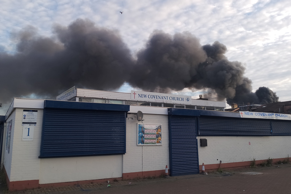 Smoke above New Covenant Church, Manchester