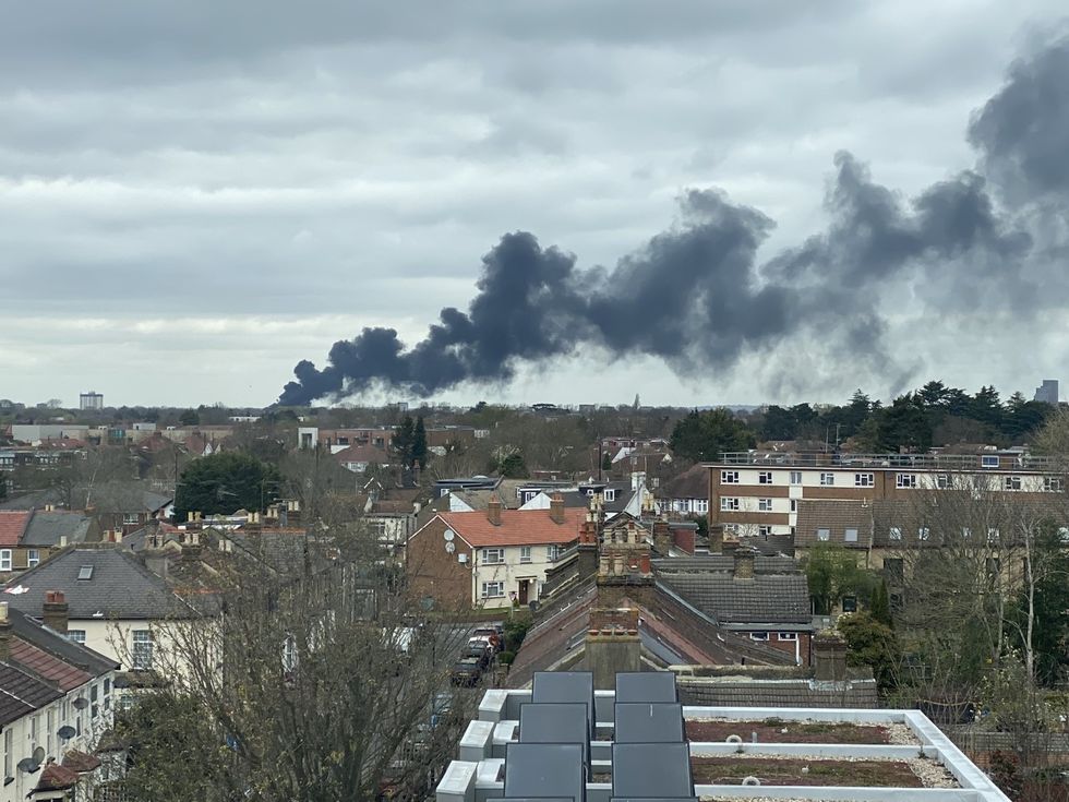 Smoke bellowed from the scene