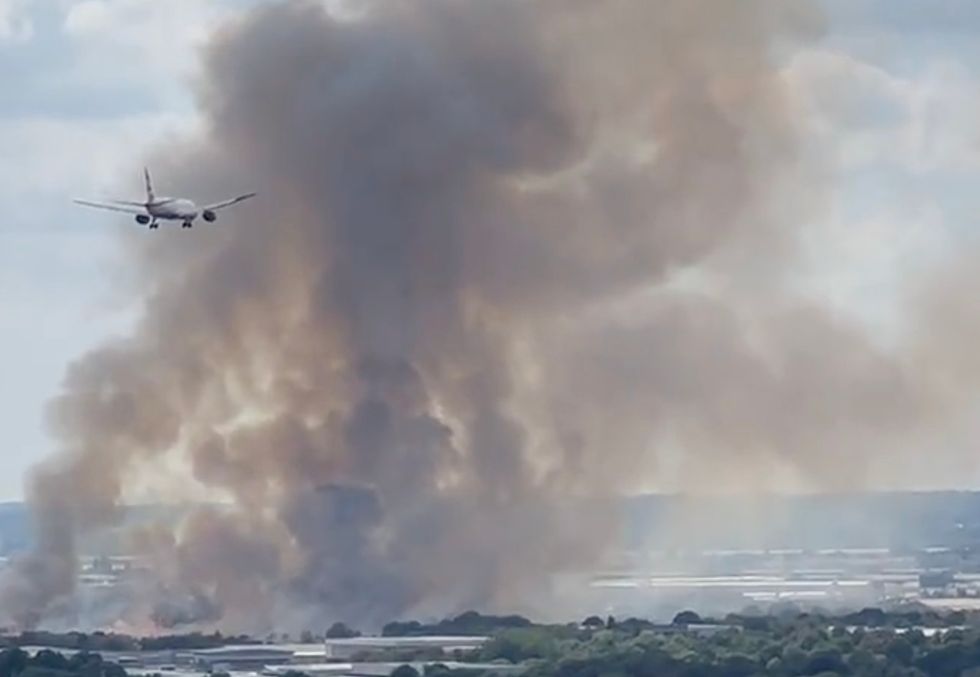 Smoke bellows from the fire in Feltham