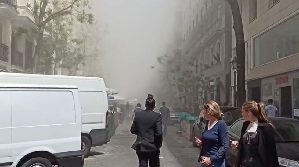 Smoke billowed across the city