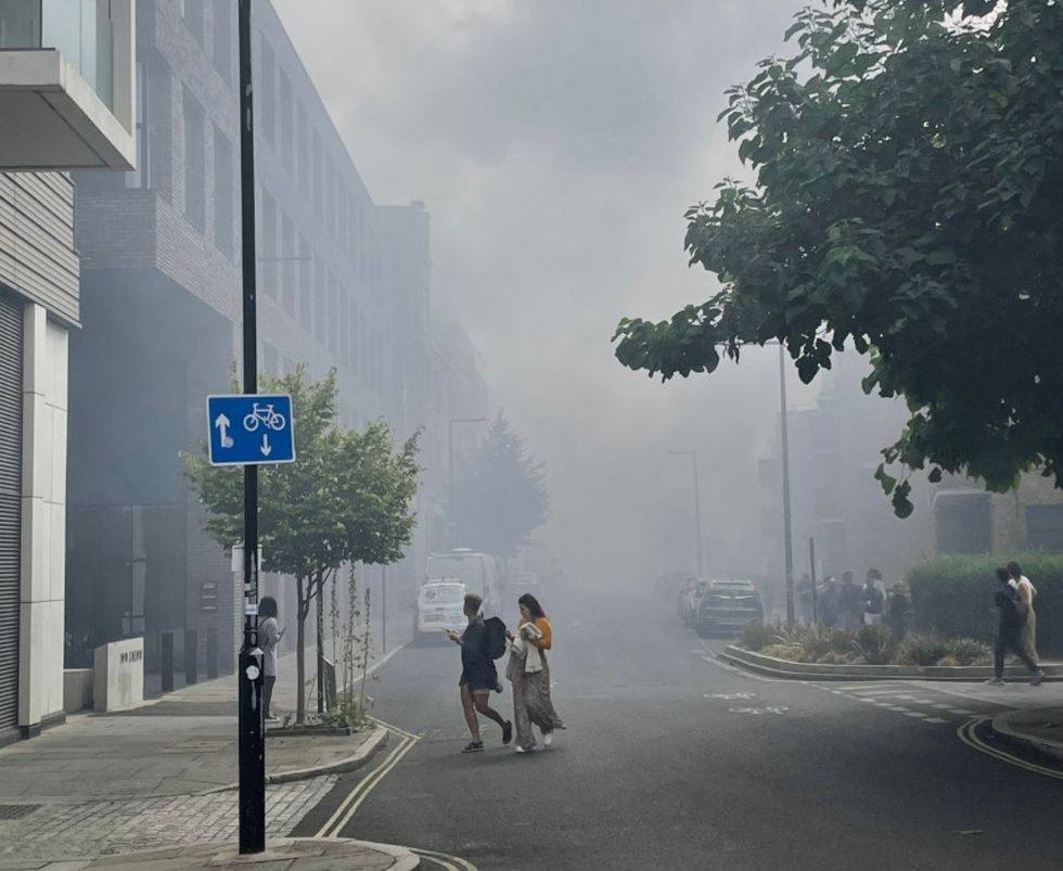 Smoke billowed across the surrounding areas