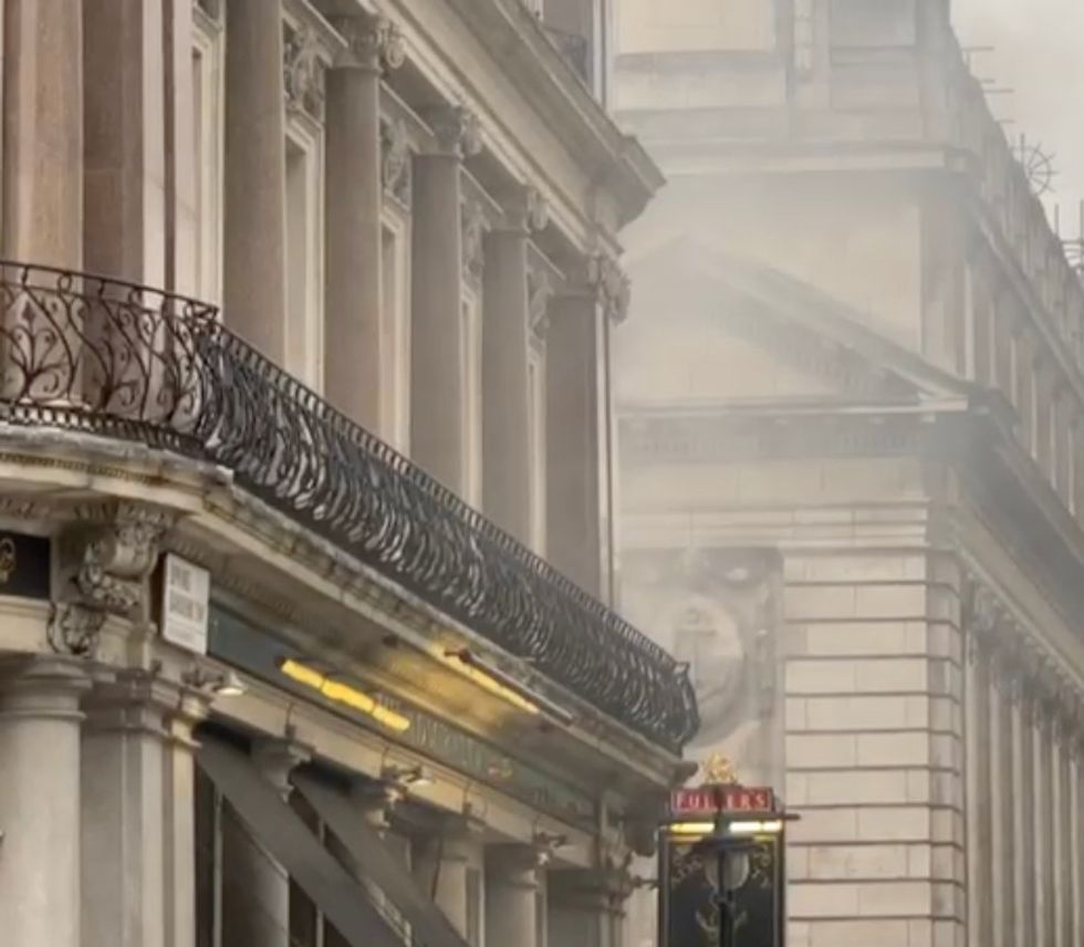 Smoke billowed from the Trafalgar Square pub