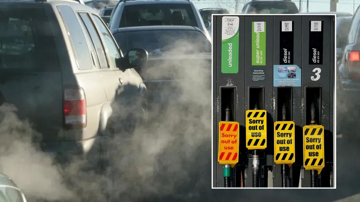 Smoke from vehicle exhausts and out of order petrol and diesel pumps