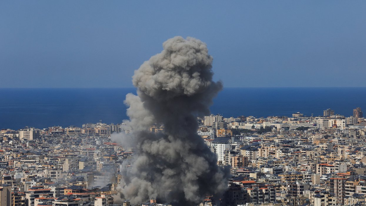 Smoke rises after an Israeli strike on Beirut's southern suburbs
