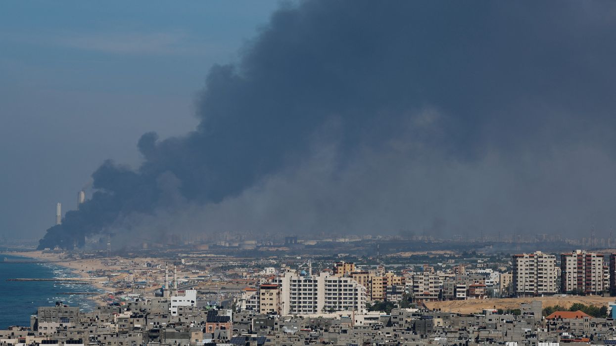 Smoke rises after Hamas rockets launched towards Israel