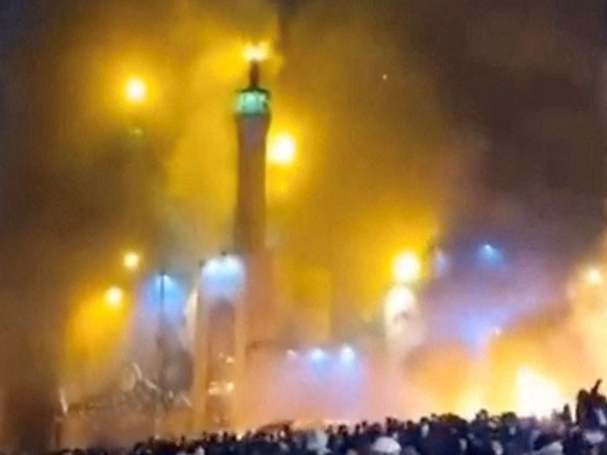 Smoke rises from a mosque a