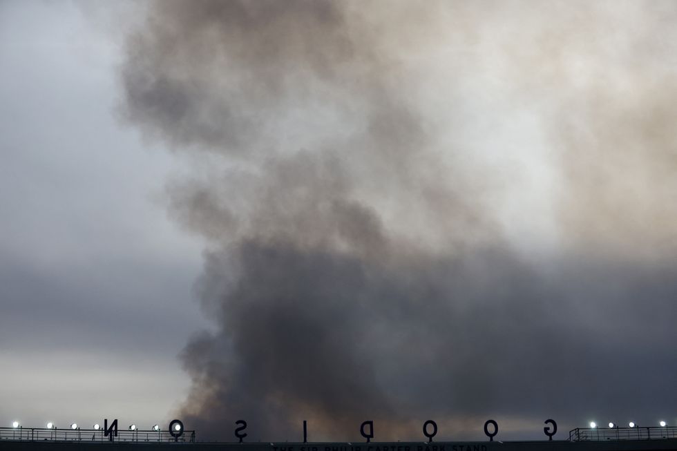 Smoke seen from Goodison Park stadium