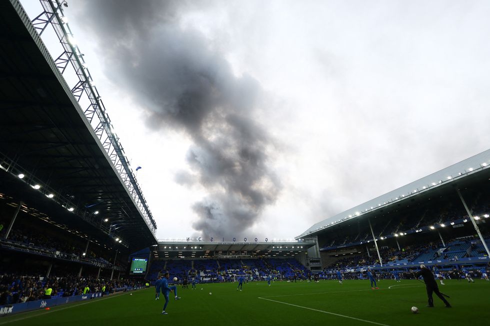 Smoke seen from Goodison Park stadium