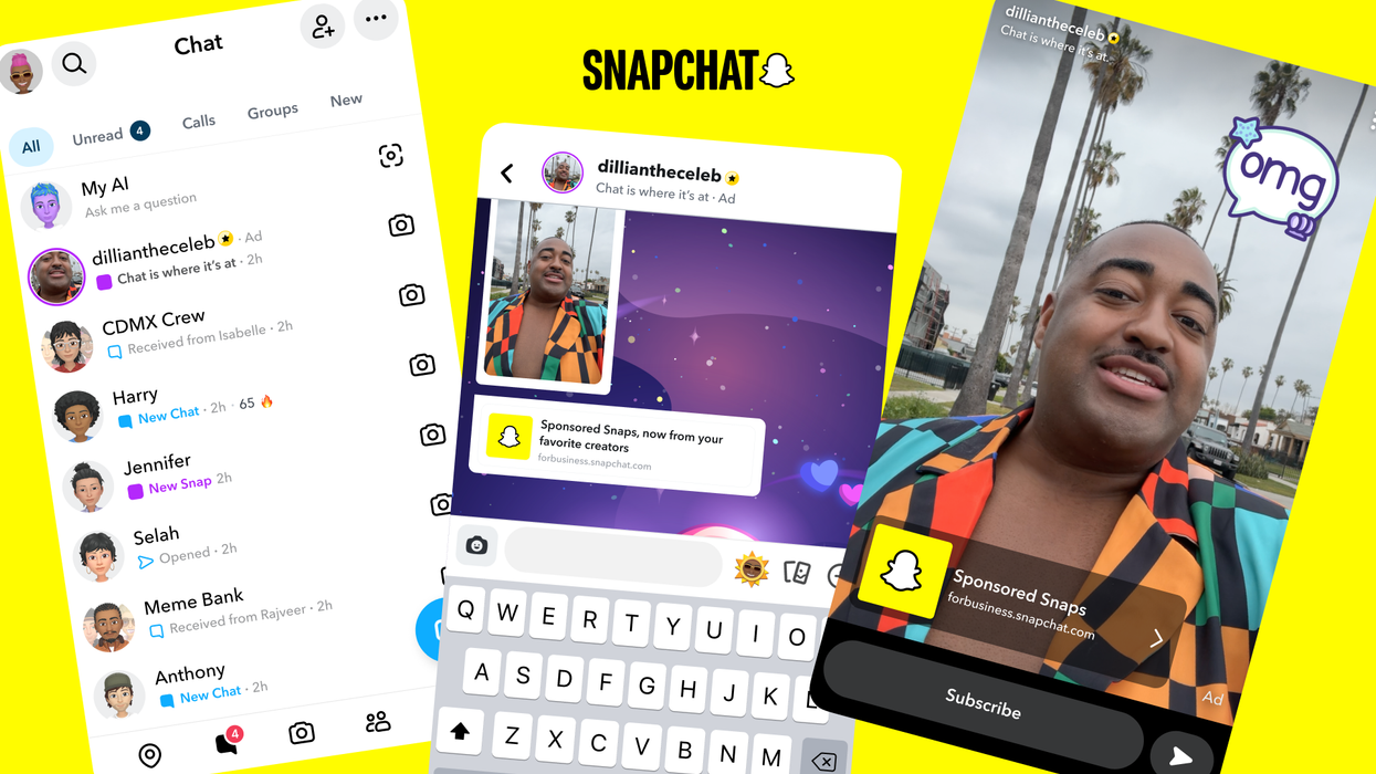 Snapchat app open to different display pages