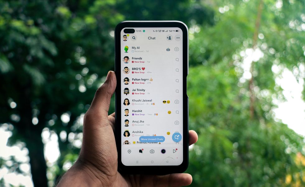Snapchat open to messaging section of the app