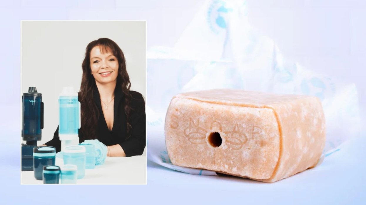 Snoap founder Lisa Hicks and moisturising shampoo bar from Snoap