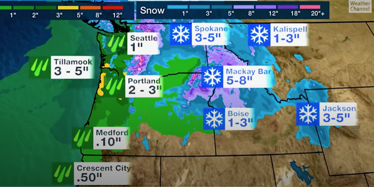 NextImg:Furious deep low-pressure system swirls in from Pacific to dump a FOOT of snow on US as 'Pineapple Express' strikes