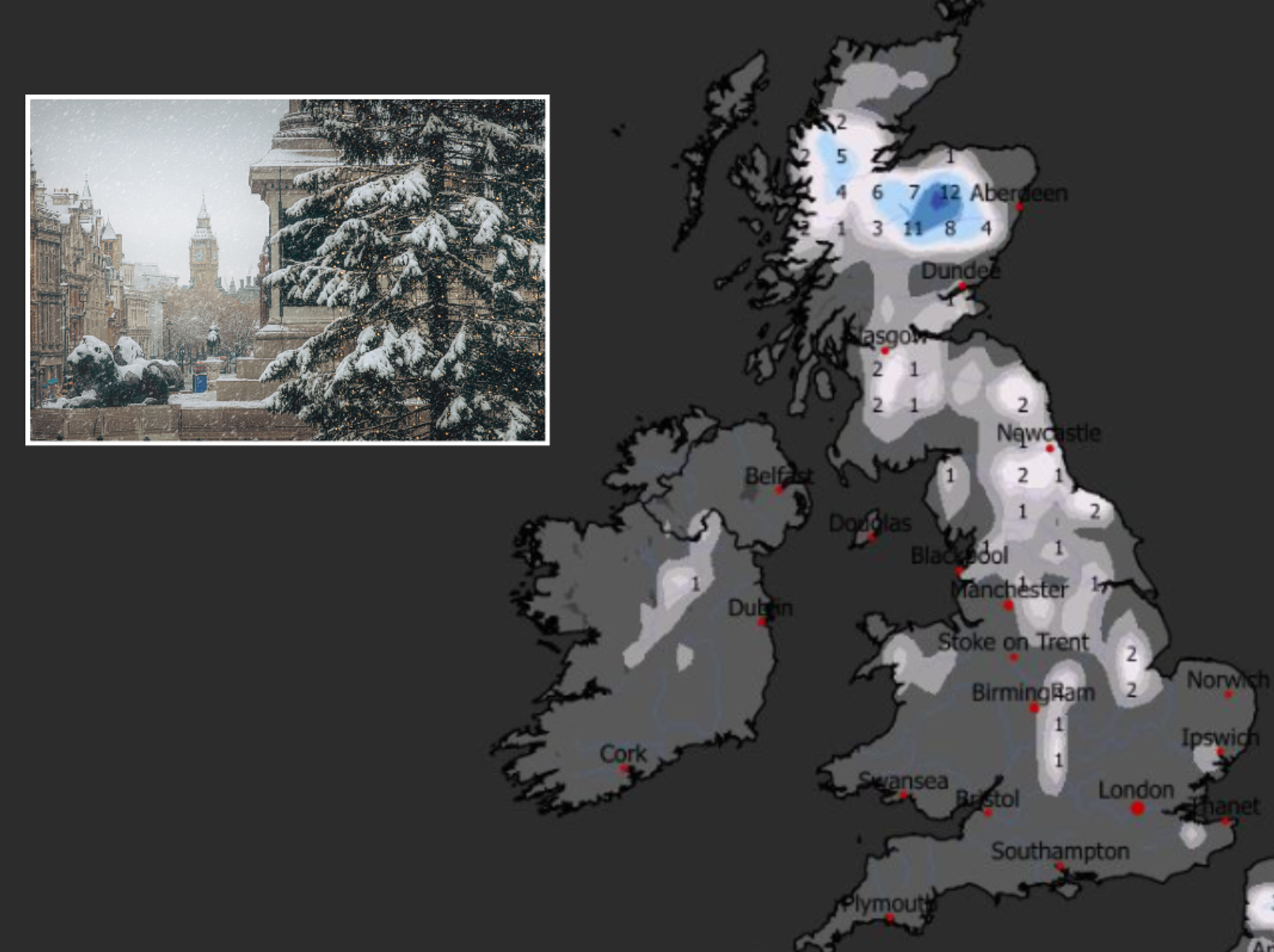Snow cover map UK